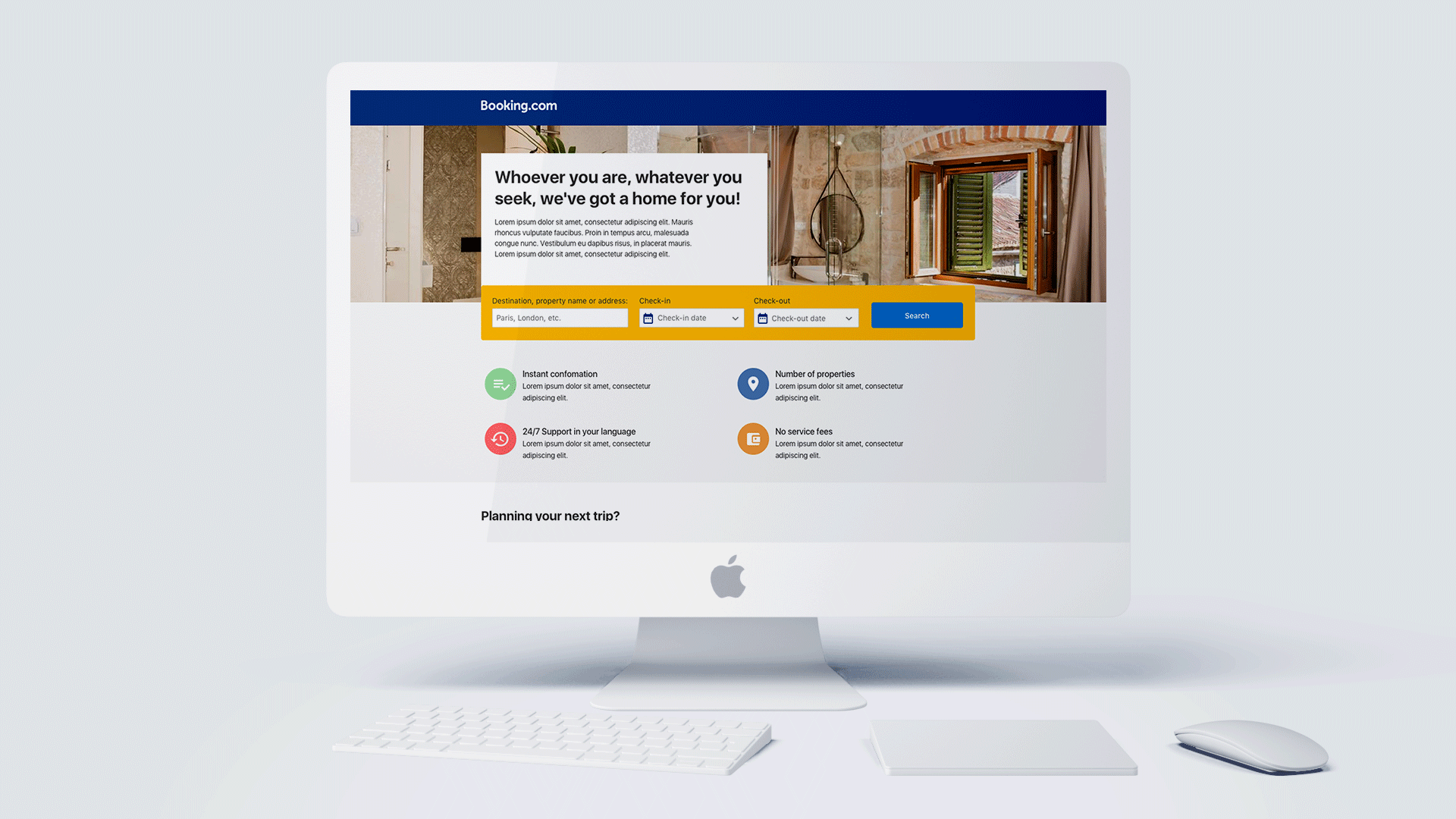 Booking.com homepage design