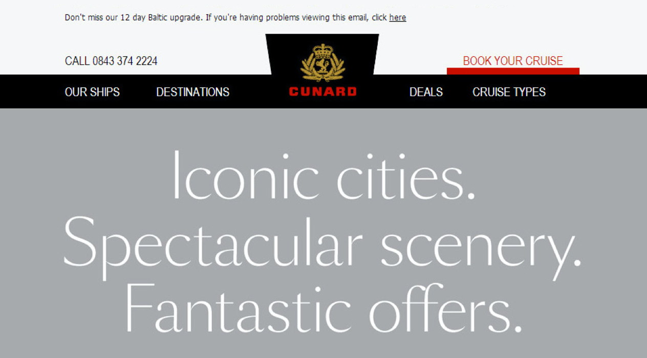Cunard Baltics deal email