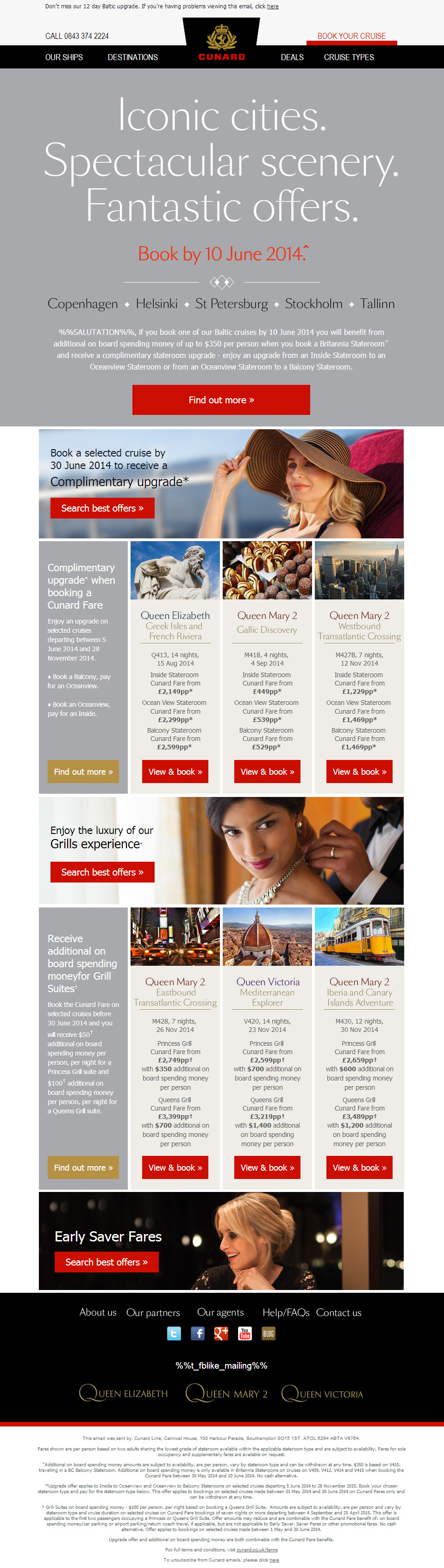 Cunard Baltics deal email