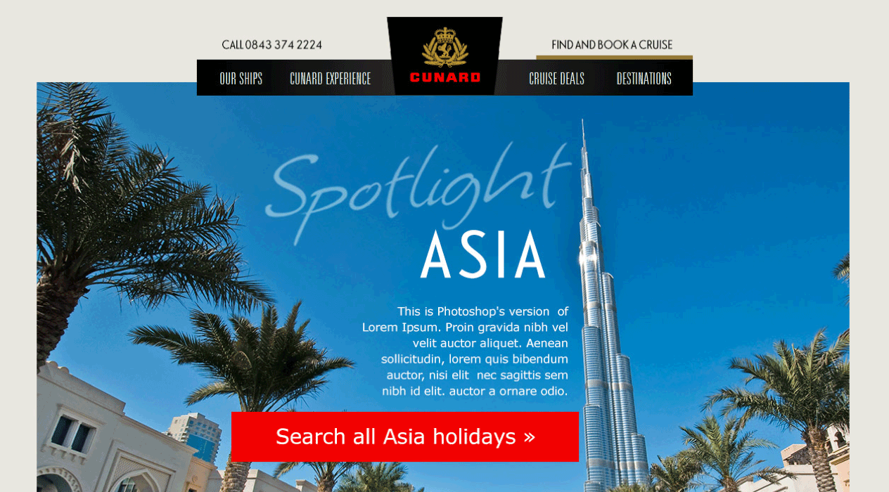 Cunard Asia spotlight email