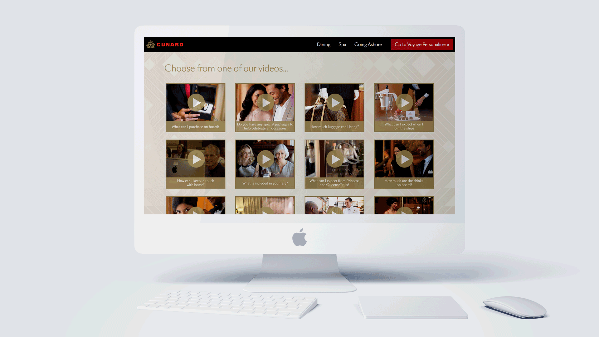 Cunard video hub desktop design