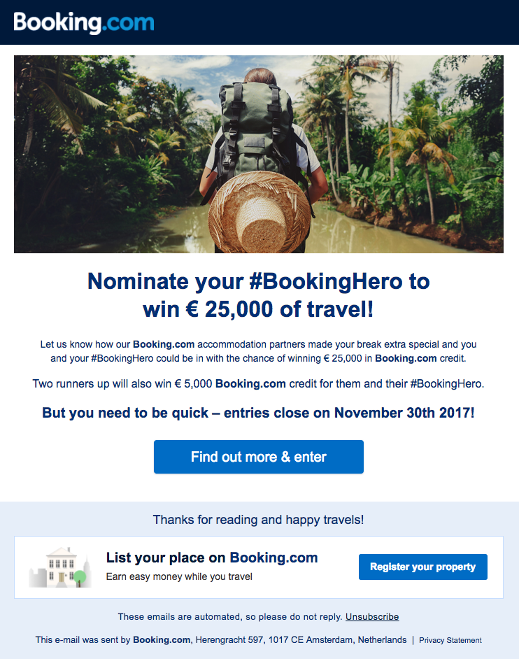 Booking.com Bookinghero email