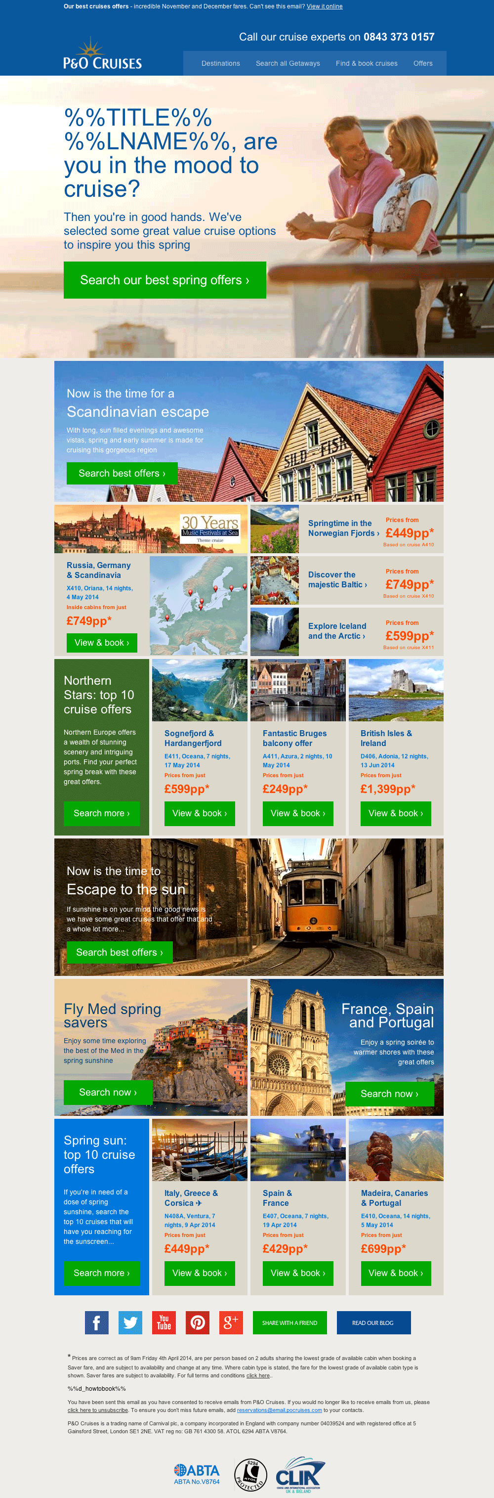 P&O Cruises in the mood email