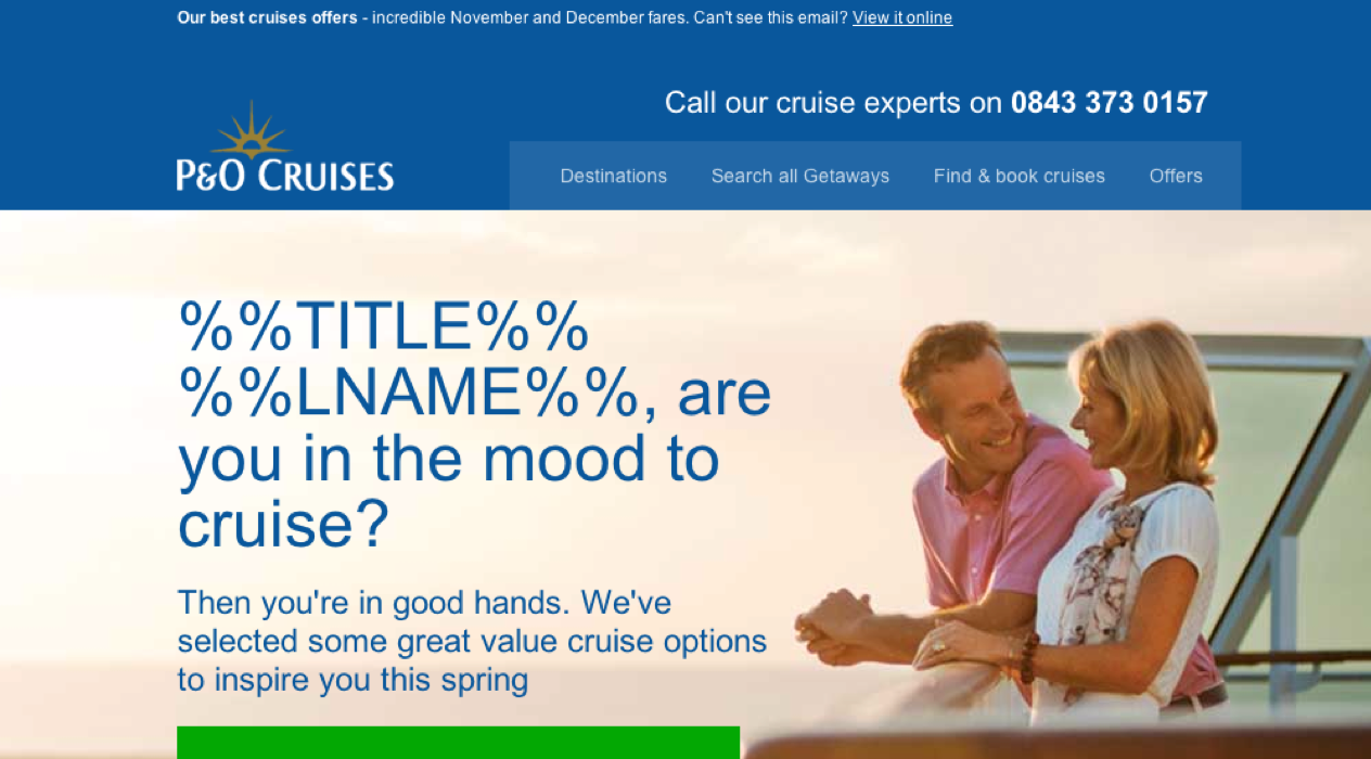 P&O Cruises in the mood email
