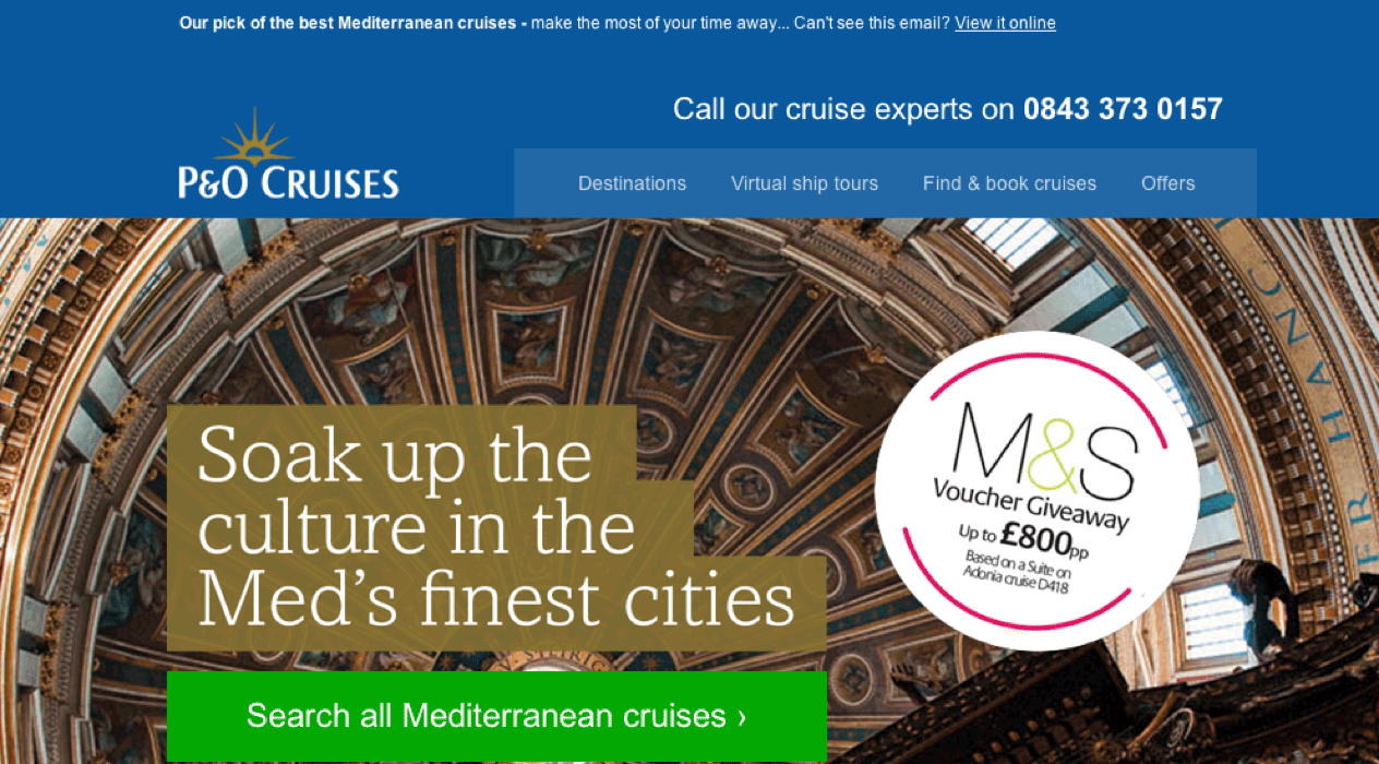 P&O Cruises soak up the culture of the med email