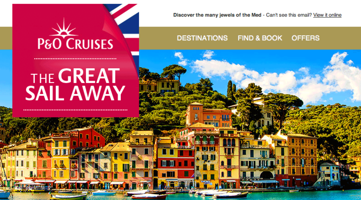 P&O Cruises great sail away email